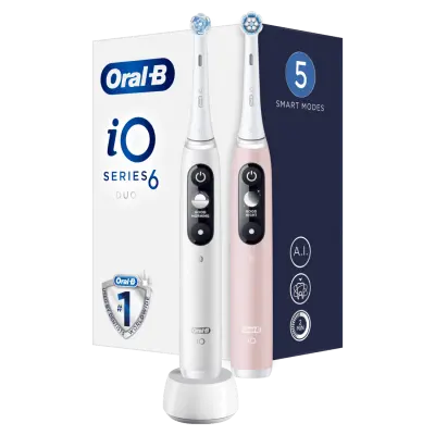ORAL B iO6 DUO električna zobna ščetka, bela/roza