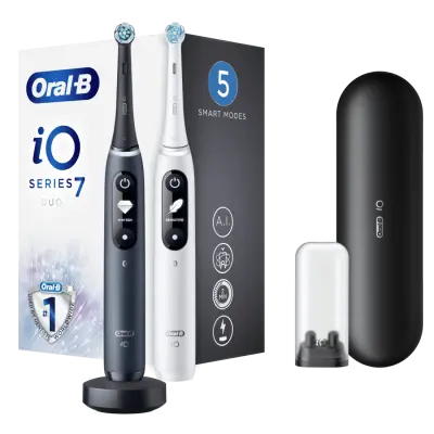 ORAL B iO7 DUO električna zobna ščetka bela/črna
