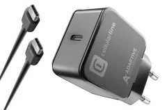 CELLULARLINE USB-C 15W + kabel C-C, črn hišni polnilec