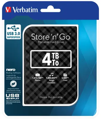 VERBATIM Store'n'Go 4TB USB 3.0 2,5'' črno-siv zunanji disk