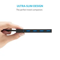 ANKER Ultra Slim 4-port (USB-A) črn hub