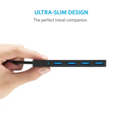 ANKER Ultra Slim 4-port (USB-A) črn hub