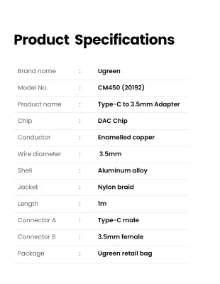 UGREEN USB-C na 3.5mm audio adapter
