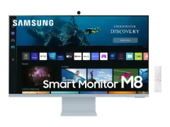 Monitor Samsung 80 cm (31,5&quot;) S32BM80BUU 3840x2160 Smart TV Tizen VA 4ms MicroHDMI USB-C 65W 2xUSB2.0 HAS Zvočniki Kamera  sRGB99% BT WiFi HDR10+ svetlo modre barve Daljinec, Bixby, Ale