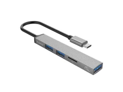 ORICO AH-12F priključna postaja USB-C 4 v 1, 1x USB 3.0, 2x USB 2.0, TF, 0.15m, ALU siva,