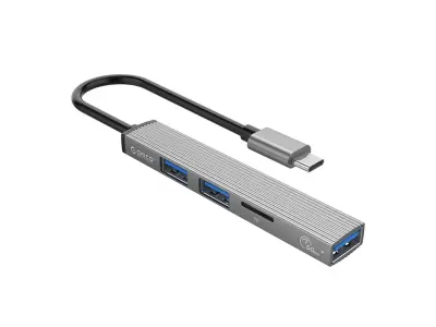 ORICO AH-12F priključna postaja USB-C 4 v 1, 1x USB 3.0, 2x USB 2.0, TF, 0.15m, ALU siva,