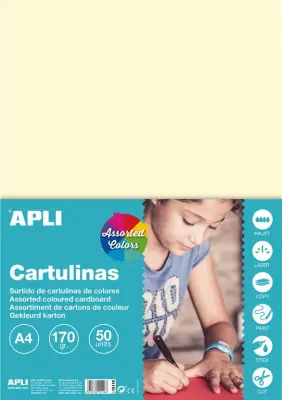 APLI Barvni karton, pastelne barve 50 listov, sortirane barve
