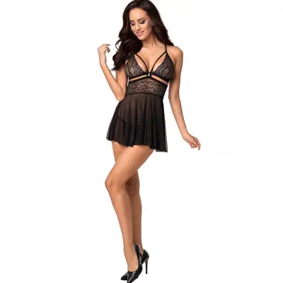 NEGLIŽE Obsessive 838-BAB Black-črna-S/M