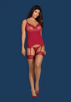KORZET Obsessive Rosalyne Red-rdeča-S/M