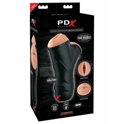MASTURBATOR Double Penetration Vibrating Stroker