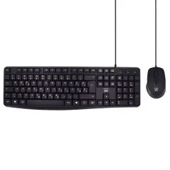 EWENT Business Combo tipkovnica in miška s tihim tipkami, črna, USB, SLO