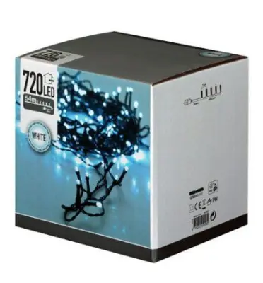 Novoletne lučke veriga 720 LED hladno bela 54m