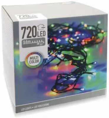 Novoletne lučke veriga 720 LED RGB 54m