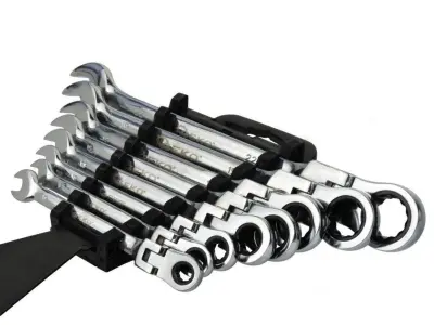 8 Delni Set viličasto-obročnih ratchet ključev z gibljivo glavo