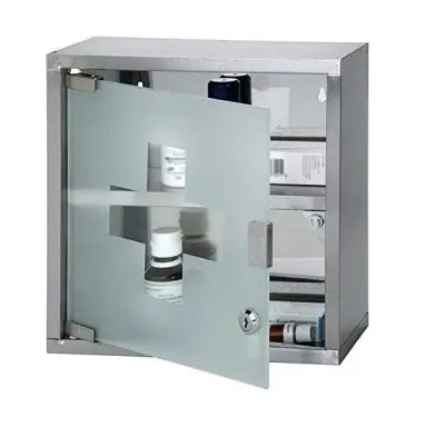 Inox omarica za prvo pomoč – steklena vrata 30cm