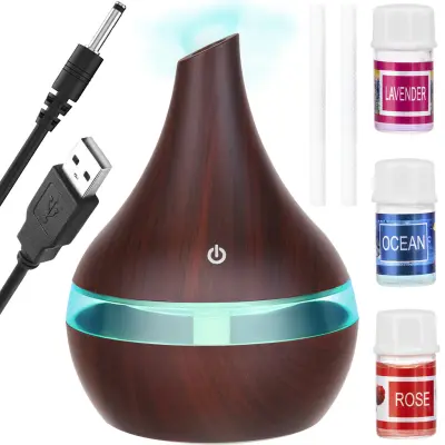 LED RGB vlažilec zraka difuzor aromaterapija 300ml + eterična olja