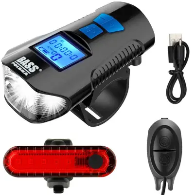 Set akumulatorske kolesarske svetilke z merilnikom hitrosti + zadnja luč