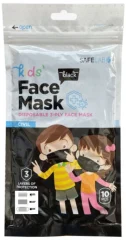 10x Otroška zaščitna maska higienska – 3 slojna črna v zip vrečki