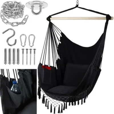 Vrtna gugalna sedeča viseča mreža 150x120cm – oblazinjena do 150kg