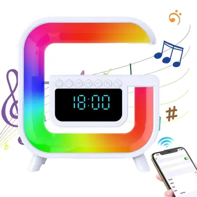 4v1 aku. 1200 mAh LED RGB bluetooth zvočnik FM radio budilka in polnilec