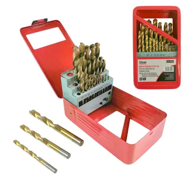 Set 29 HSS svedri v škatlici – titan