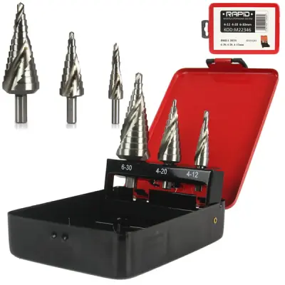 Set 3x HSS konusnih svedrov 4-30mm – spiralna povrtala