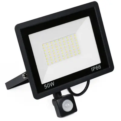 LED 50W reflektor črn 6000K IP66 + senzor gibanja