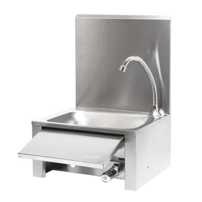 Stenski inox umivalnik z vklopom na koleno + armatura 2