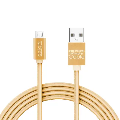 Podatkovni kabel - MicroUSB - z LED lučko - zlat - 1 m