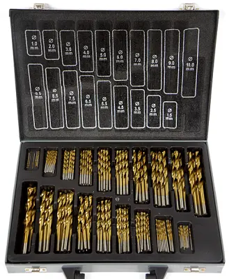 170 delni set svedrov HSS za kovine 1-10mm titan