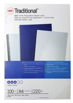 GBC Karton bel nesvetleč, A4, 220 g, 100 kos za vezavo