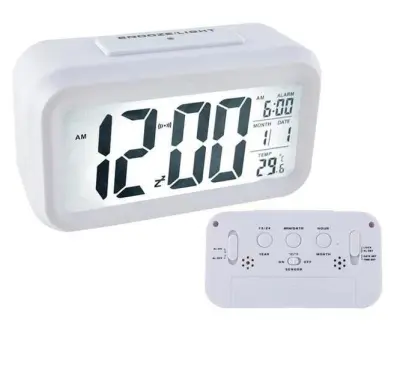 LED bela digitalna budilka in termometer