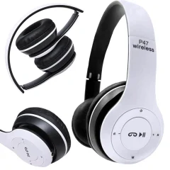 Bluetooth brezžične slušalke bele FM SD MP3 + mikrofon