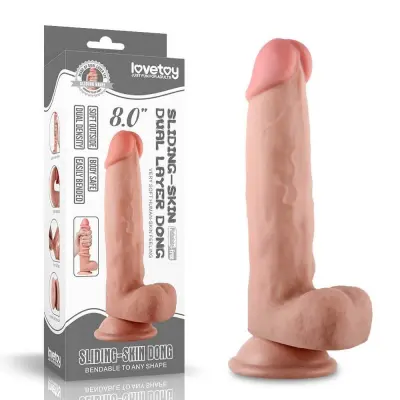 DILDO Lovetoy Sliding Skin Dual Layer 8"