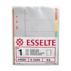 Pregradni karton - register A5 5-delni bianko 5-barvni Esselte 44880