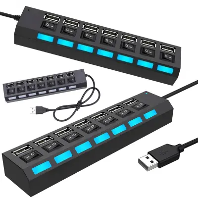 7 vratni USB 2.0 razdelilnik s stikalom – priklopna postaja