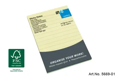 Blok samolepilnih lističev pastel rumena črte 100 x 150 100l 5669-01