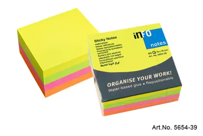 Kocka samolepilnih lističev neon 75 x 75 320l 5654-39