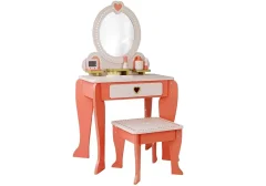 Lesena toaletna mizica srčki z ogledalom in predalom