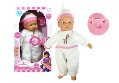 Punčka v beli pižami z dudo 40cm