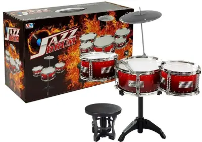 Set rdečih bobnov, činele in stolom 2