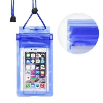 Vodoodporna torbica za mobilni telefon z zadrgo - modra