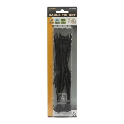Komplet kabelskih vezic - 75 kosov / paket - črne