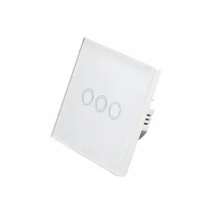 Stekleno stikalo na dotik trojno belo z LED indikatorjem