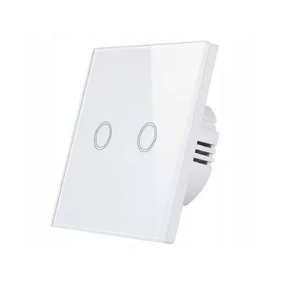 Stekleno stikalo na dotik dvojno belo z LED indikatorjem