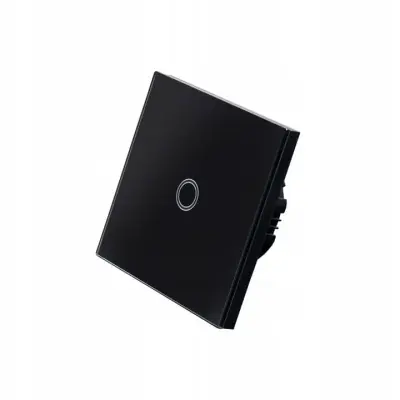 Stekleno stikalo na dotik enojno črno z LED indikatorjem