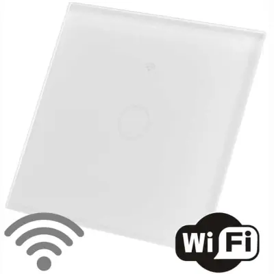 Stekleno stikalo na dotik enojno Wi-Fi Tuya belo z LED indikatorjem