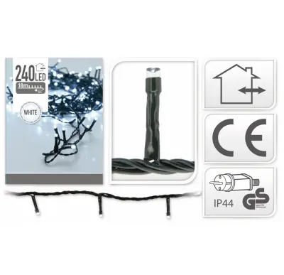 Novoletne lučke veriga 240 LED hladno bela 18m