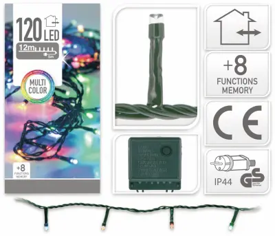 Novoletne lučke veriga 120 LED RGB 12m – 8 funkcij