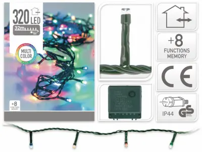 Novoletne lučke 320 LED RGB barvne 32m – 8 funkcij